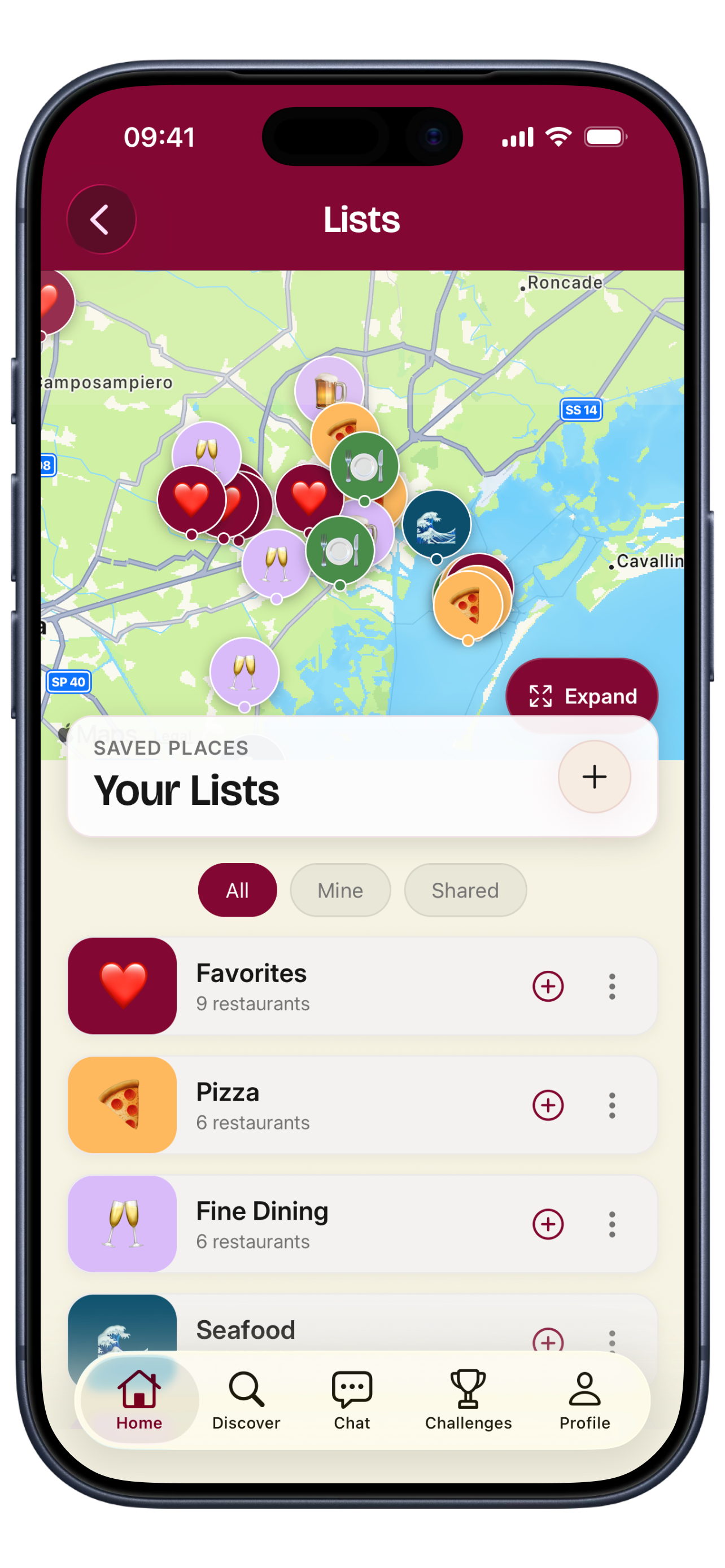 Your lists, personal or shared